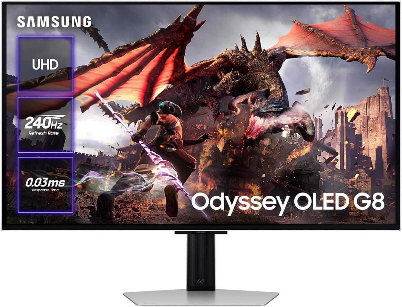 Monitor Gaming Samsung Odyssey OLED G8 - 32 Pulgadas - 4K UHD 3840x2160 - OLED - 240Hz - 0.03ms - FreeSync Premium Pro - G Sync Compatible - Antirreflejos - Negro-Soviaialoft
