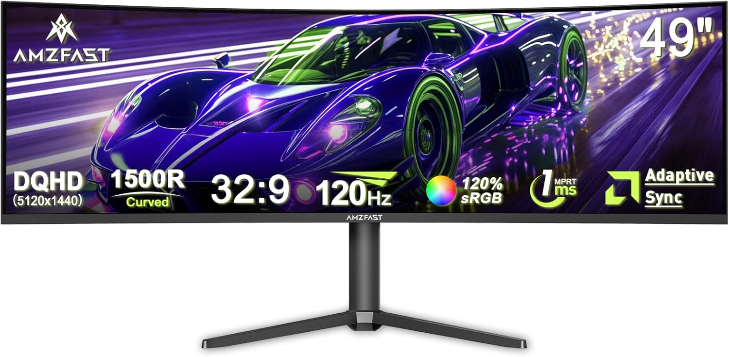Monitor gaming curvo Amzfast AMZG49C7U 49 pulgadas - DQHD 5120 x 1440 - 120Hz 1ms PIP PBP-Soviaialoft