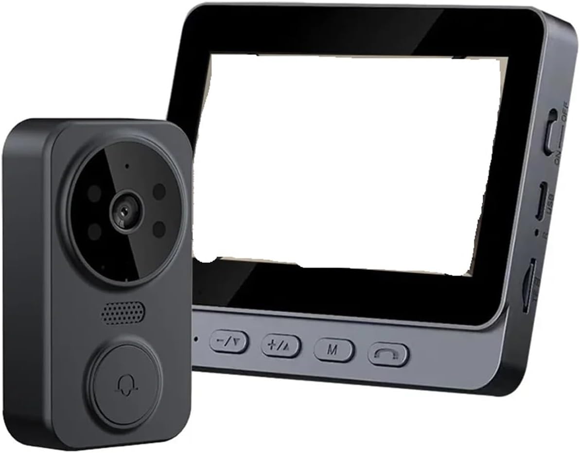 Timbre con Videoportero 2.4G y Pantalla IPS de 4,3 Pulgadas - Intercomunicador Bidireccional para Hogar y Oficina-Soviaialoft