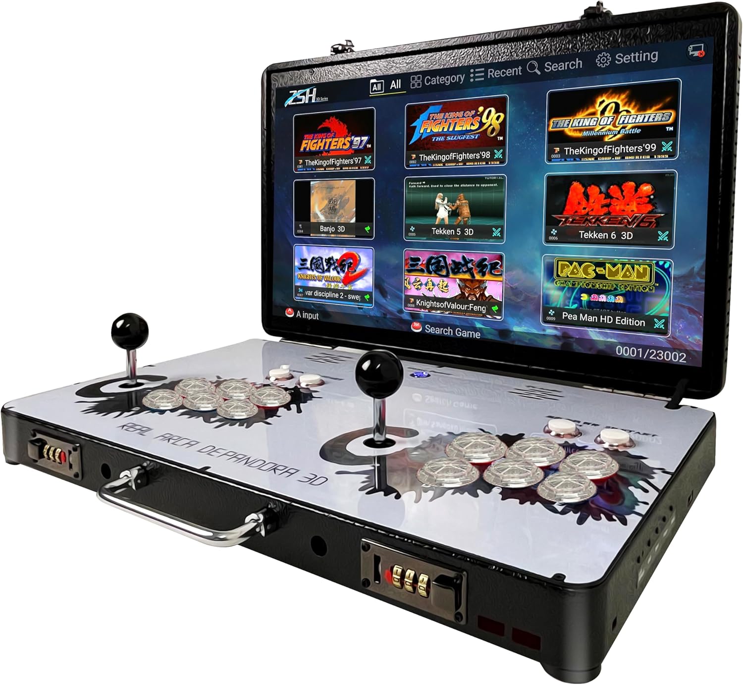 Máquina Arcade Retro Plegable para 4 Jugadores - Pantalla LED de 22 Pulgadas - Joysticks Sanwa - Más de 8000 Juegos Retro Integrados - Consola Arcade Multijugador Negra-Soviaialoft