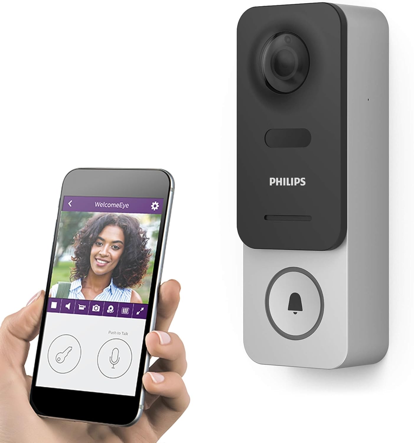 Videoportero Inalámbrico WelcomeEye Link con Cámara HD - Timbre Inteligente Conectado - Visión Nocturna - Batería Recargable - Compatible con Smartphone-Soviaialoft