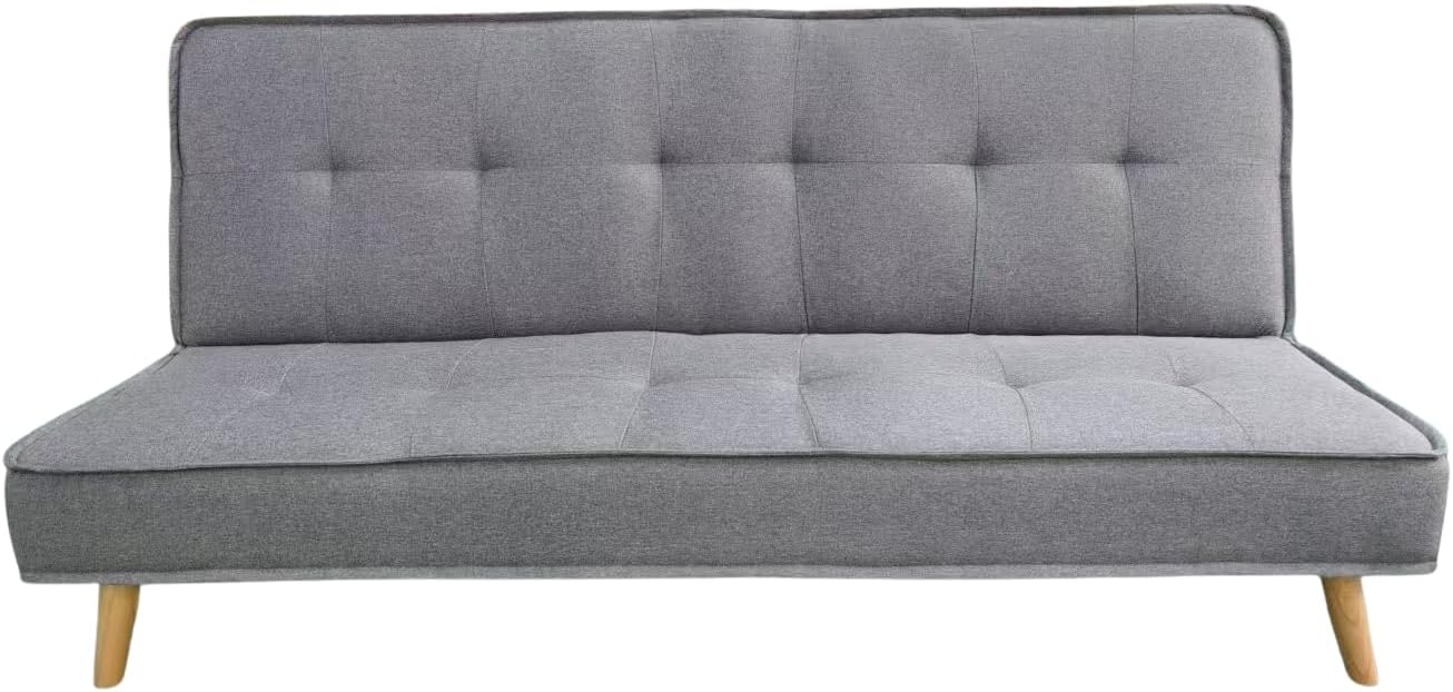 Sofá cama Alconaba 3 plazas - gris - mesa abatible tapizado poliéster y estructura de madera-Soviaialoft