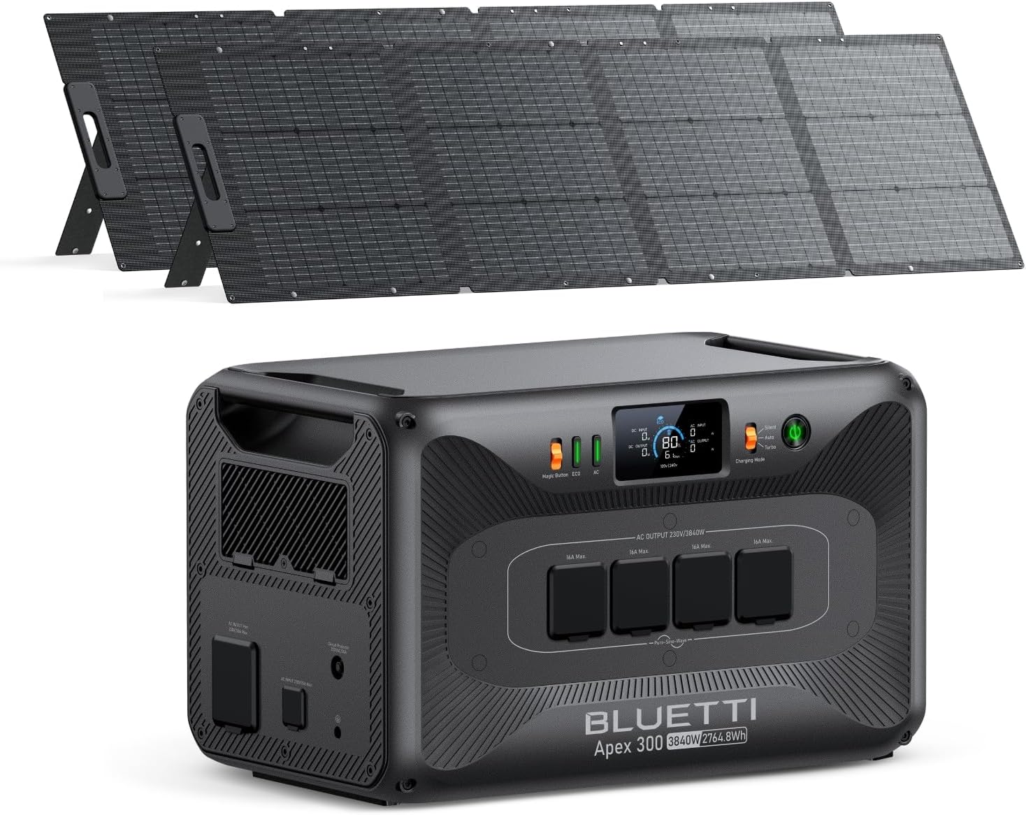 BLUETTI Apex 300 Generador Solar 2764,8Wh con 2 Paneles Solares 200W - Estación de Energía LFP 3840W 7680W Pico para Vida Off Grid y Camping-Soviaialoft