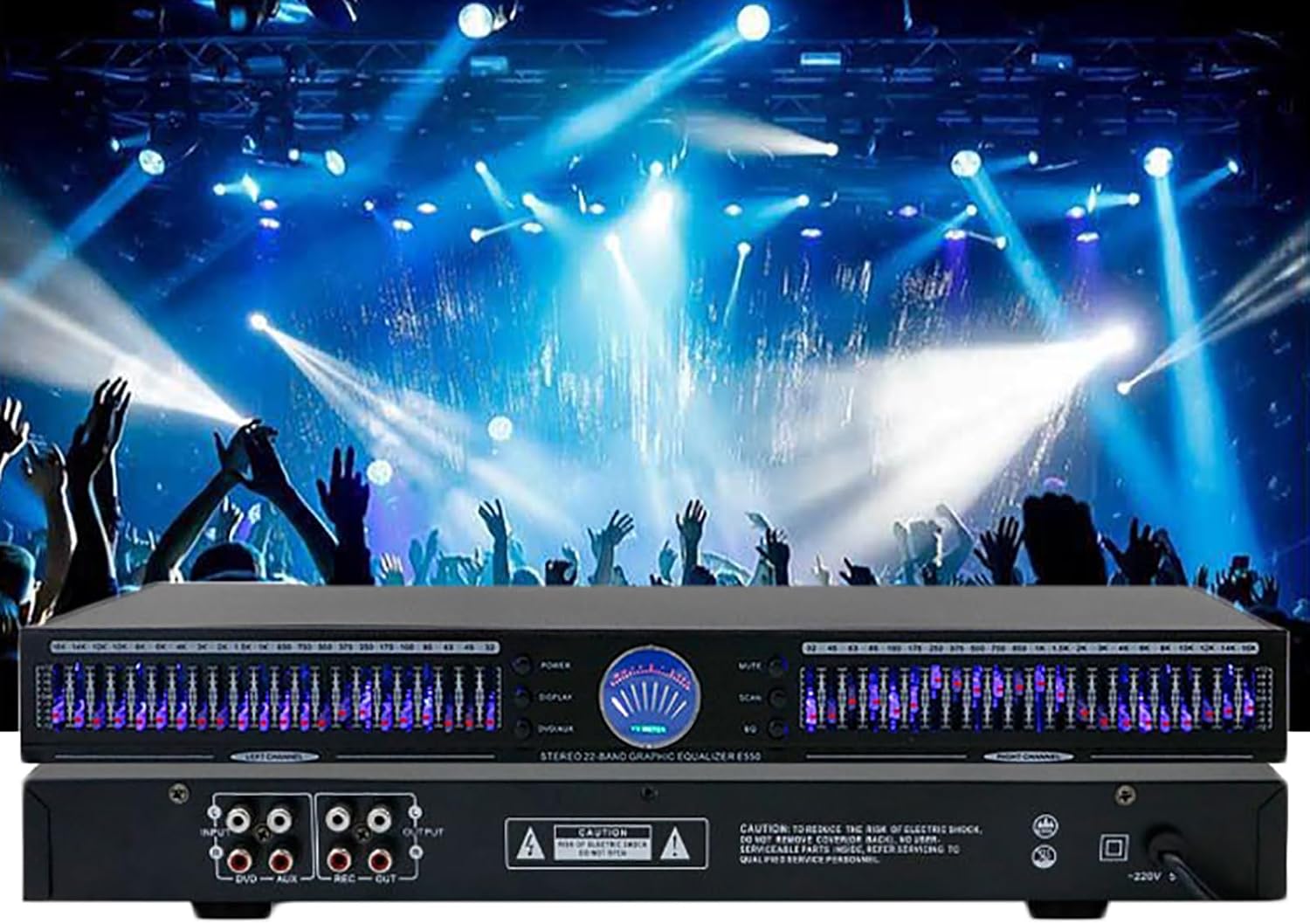 Ecualizador gráfico estéreo 22 bandas - 2 canales - analizador musical con 10 efectos y reducción inteligente-Soviaialoft