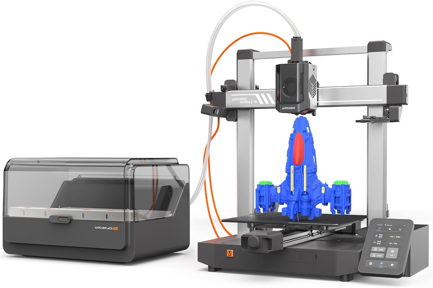 Impresora 3D ANYCUBIC Kobra 3 V2 Combo - FDM multicolor 4 a 8 colores - AI y secado integrado-Soviaialoft