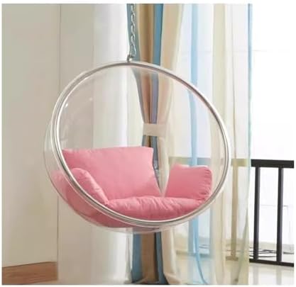 Silla Colgante Moderna de Ratán para Salón Balcón y Terraza - Diseño Esfera Transparente - Asiento Suspendido Decorativo para Interior y Exterior-Soviaialoft