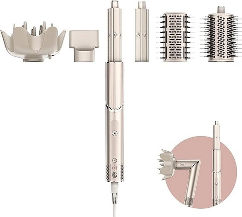 Shark FlexStyle - Secador y Moldeador de Pelo Multifunción - Rizadores Automáticos - Cepillo Redondo - Concentrador y Difusor - Protección Contra Daños por Calor - Champagne-Soviaialoft
