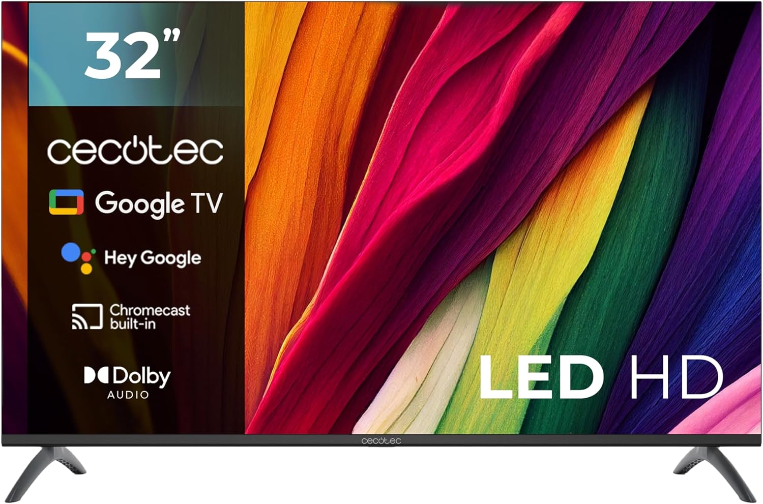 Cecotec Smart TV 32 Pulgadas LED HD Google TV Dolby Audio HDR10 Chromecast Bluetooth 16GB ROM-Soviaialoft
