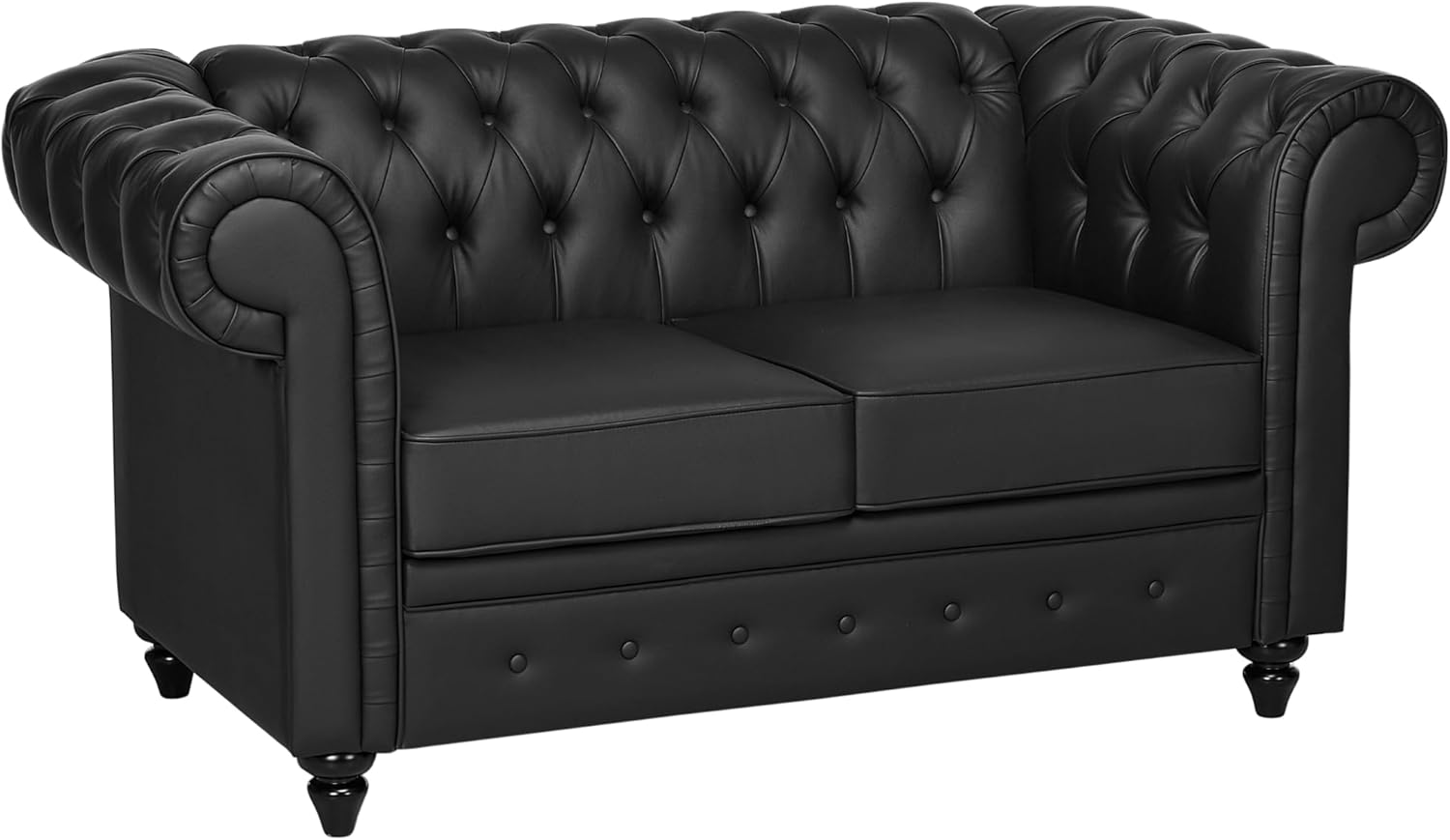 Sofá Chesterfield HOMCOM 2 plazas - piel sintética marrón oscuro - acolchado 160 x 84 x 80 cm-Soviaialoft