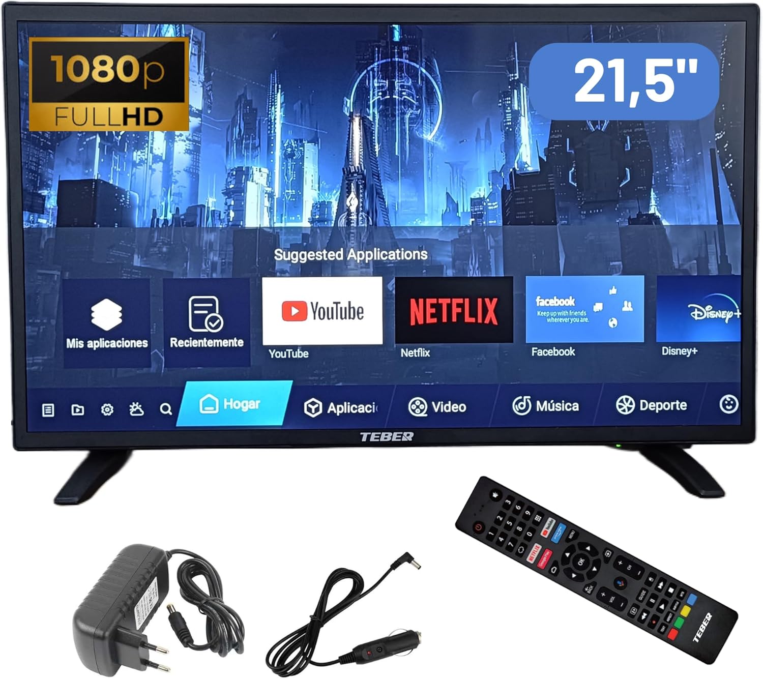 Televisor Smart TV 22 Pulgadas 12V 230V Full HD Android DVB S2 T2 C Camping Caravan-Soviaialoft