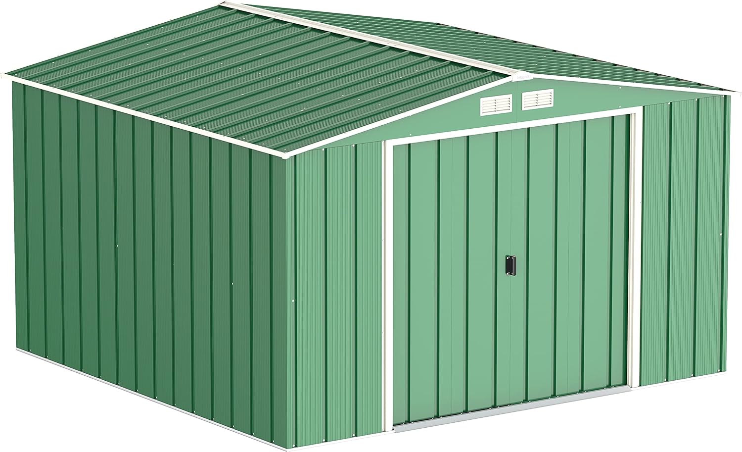 Caseta de Jardín Metálica Exterior 10x8 - 322x242x196 cm - Verde - Acero Reforzado - Cobertizo de Almacenamiento para Herramientas y Equipamiento de Jardín-Soviaialoft