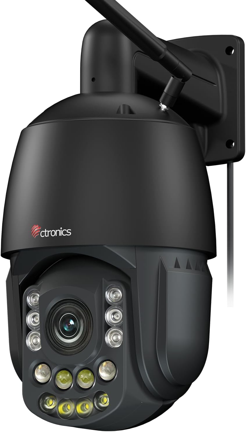 Cámara de Vigilancia WiFi Exterior 4K Ctronics - Zoom Óptico 30X - Visión Nocturna 180 Metros - Seguimiento Automático IA - Detección Inteligente y Control Remoto-Soviaialoft