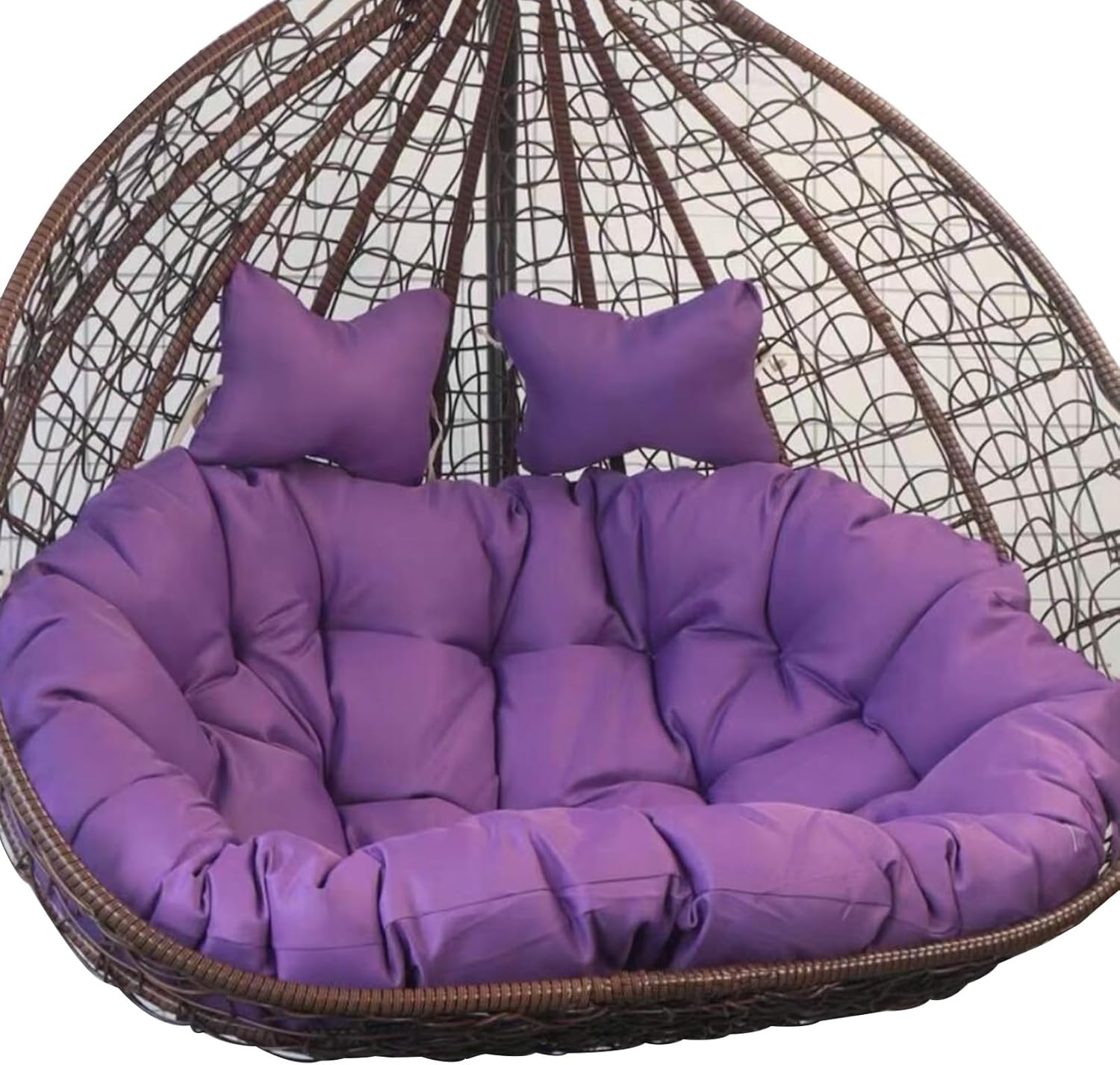 Silla colgante doble exterior grande - cojín morado - 2 personas 170 x 120 cm para jardín y terraza-Soviaialoft