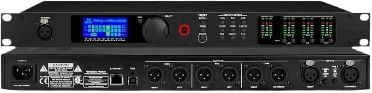Procesador Digital de Audio Profesional 2 Entradas 6 Salidas - Gestión de Frecuencias para Altavoces - Pantalla LCD - Indicador de Nivel Integrado-Soviaialoft