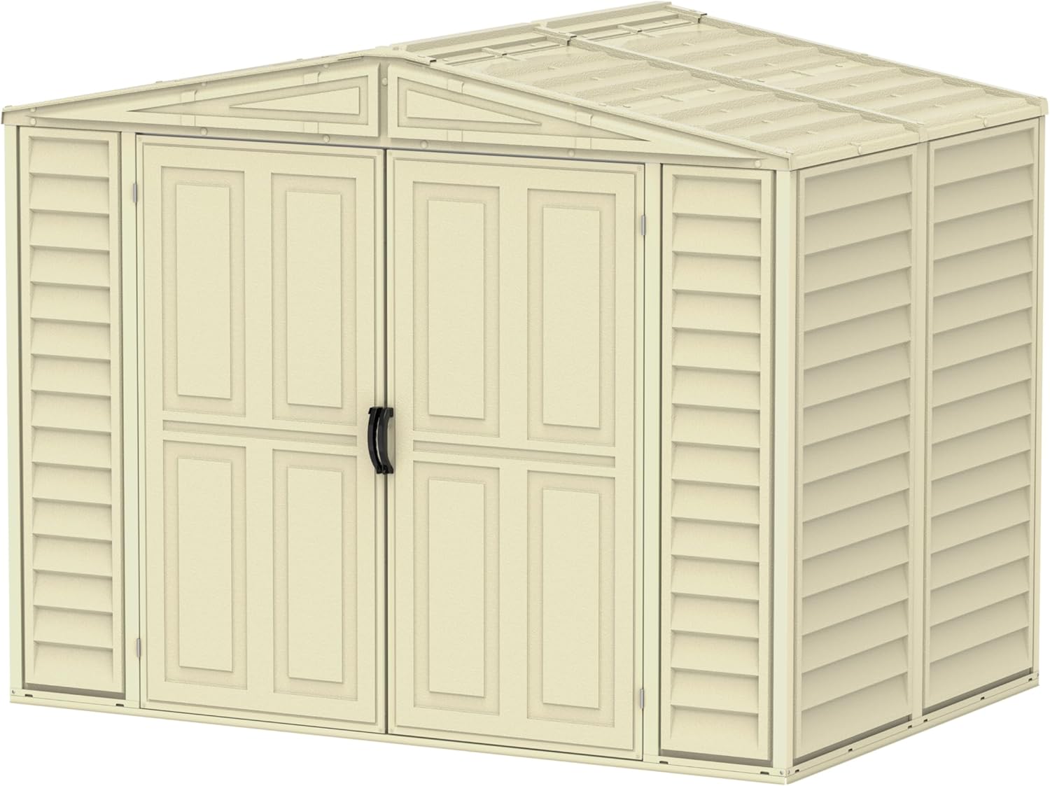 Caseta de Jardín Exterior de PVC Resistente al Agua - 240x161x186 cm - Cobertizo de Almacenamiento para Herramientas y Equipamiento de Jardín - Beige-Soviaialoft