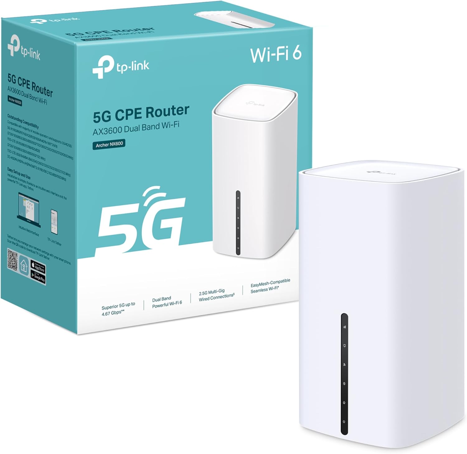 Router TP-Link Archer NX600 - 5G LTE WiFi 6 AX3600 - SIM puerto 2,5G y dos puertos 1G-Soviaialoft