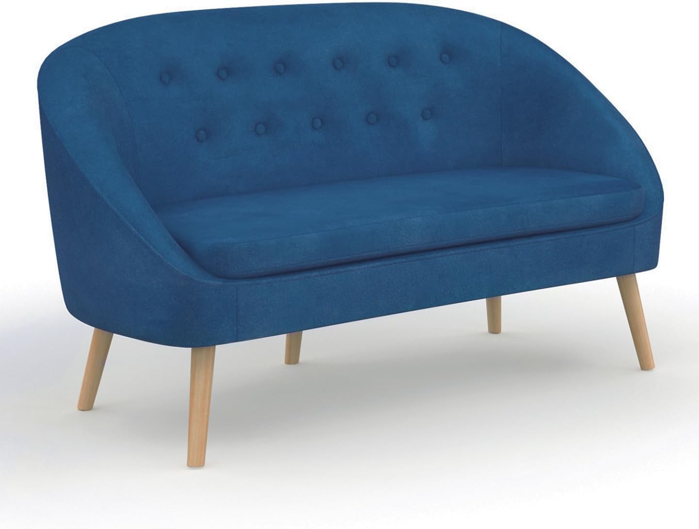 Sofá idmarket Sonia - terciopelo azul - 2 plazas estilo retro para salón-Soviaialoft