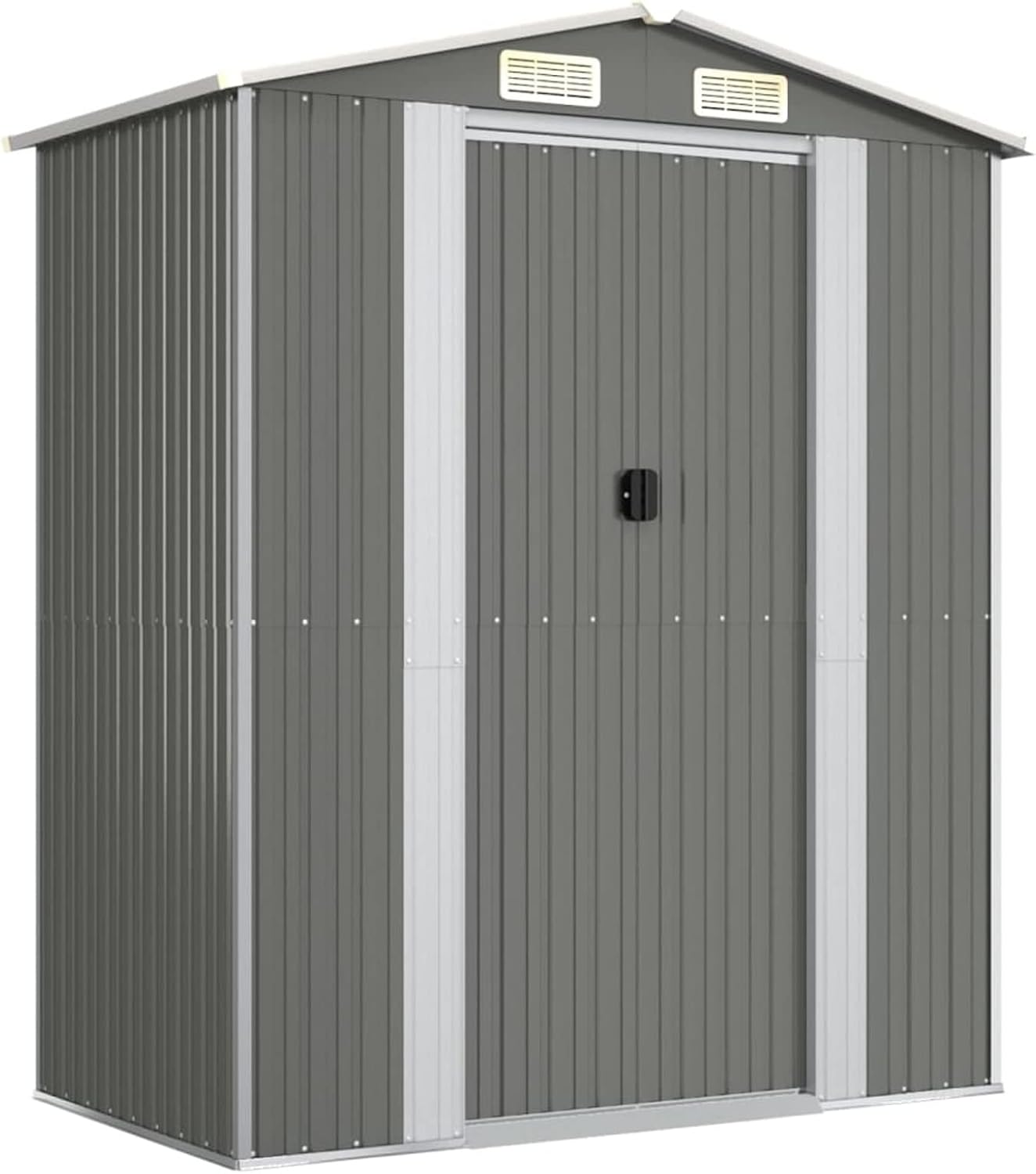 Caseta Metálica de Jardín con Puertas Correderas - 192x108x223 cm - Cobertizo Exterior para Herramientas y Equipamiento de Jardín - Marrón-Soviaialoft
