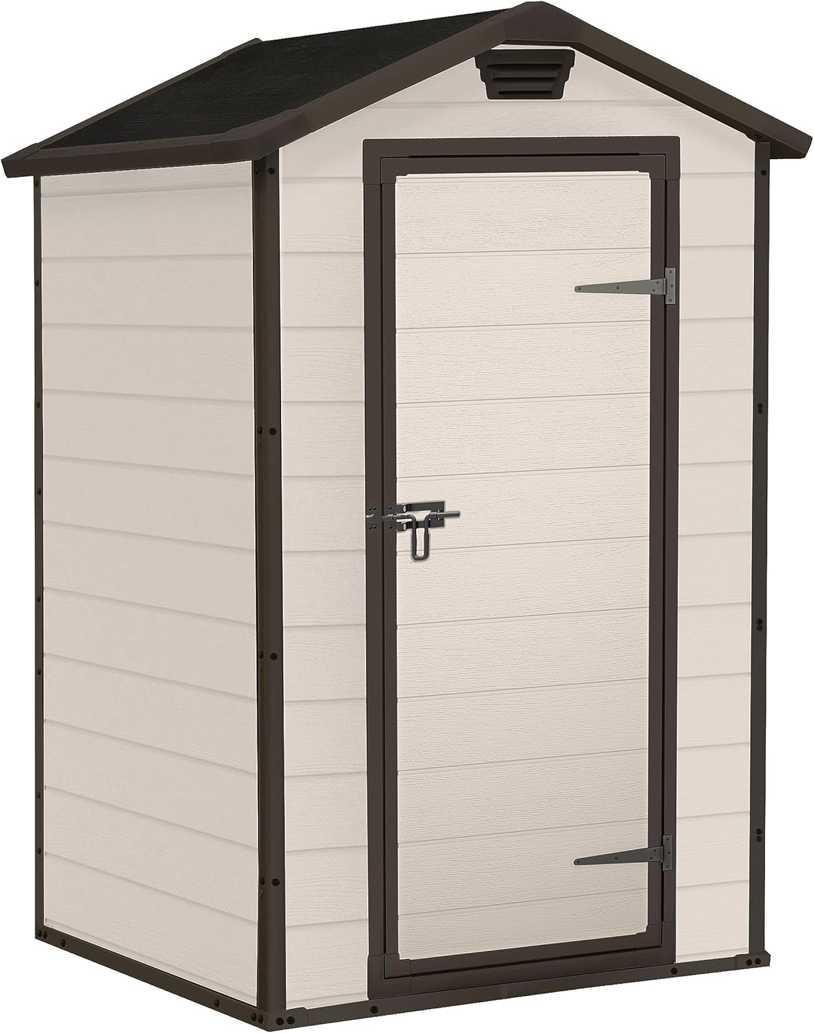 Cobertizo de Jardín Keter Manor 128 x 128 x 196 cm - Caseta Exterior de Plástico Resistente al Agua - Almacenamiento para Herramientas y Accesorios de Jardín Color Beige-Soviaialoft