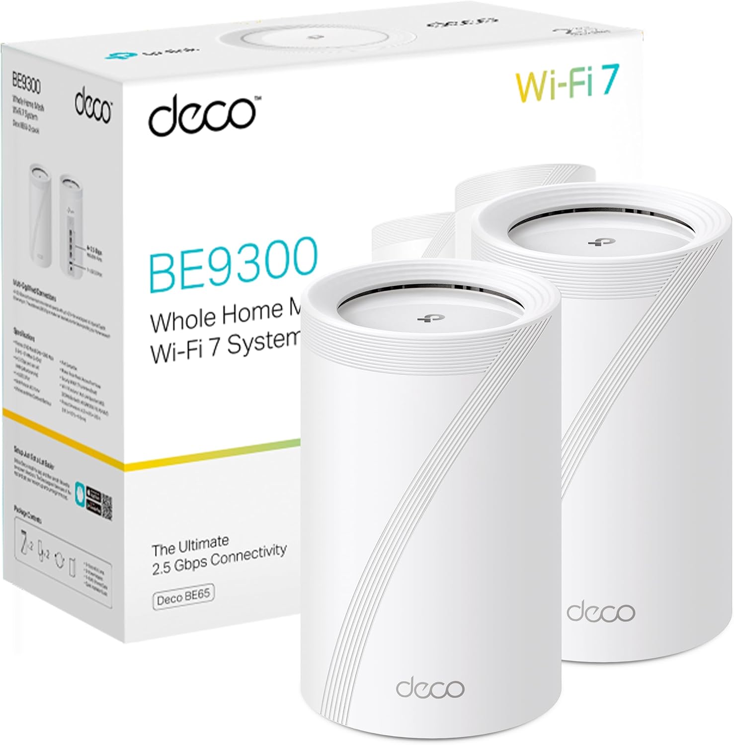 Sistema Mesh TP-Link Deco BE65 2 Pack - WiFi 7 BE11000 tribanda 11 Gbps con 4 puertos 2,5G-Soviaialoft