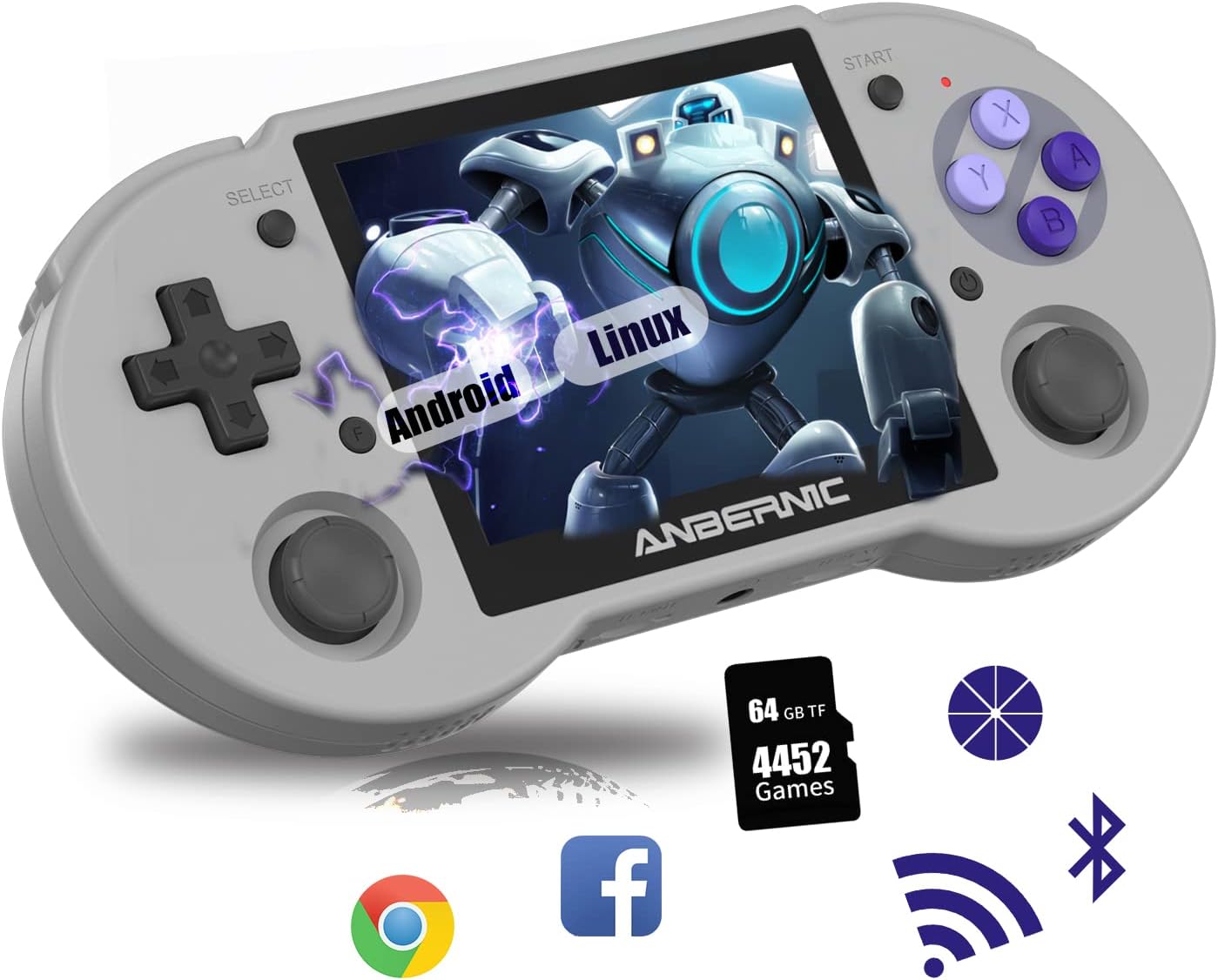 Consola portátil Airuidas RG353P - retro Linux Android 11 - WiFi 5G Bluetooth 4.2 HDMI 64G gris-Soviaialoft