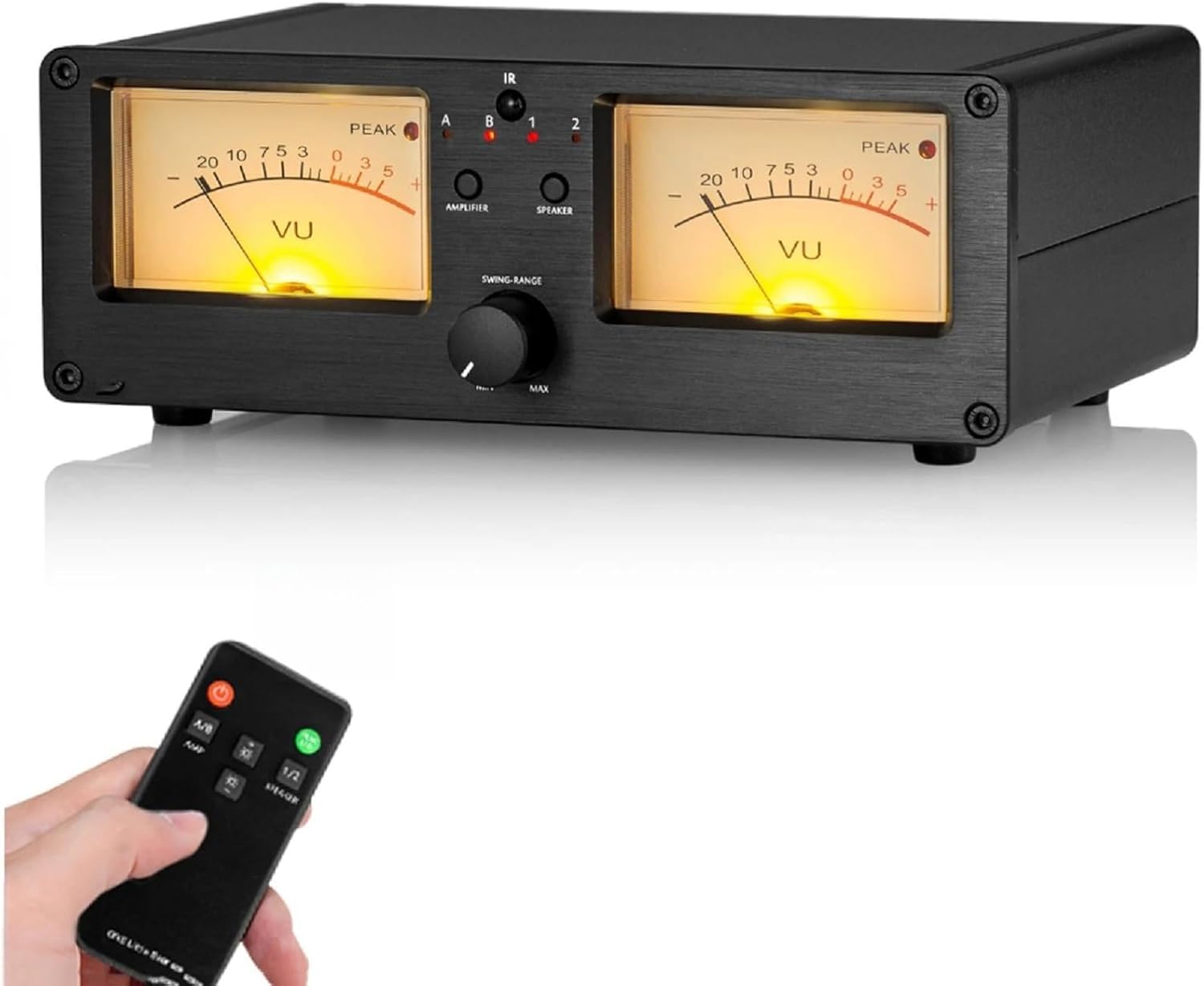 Medidor VU Analógico Dual con Conmutador de Audio de 2 Vías - Panel dB con Retroiluminación Ajustable - Control Remoto - Para Amplificadores de Válvulas y Sistemas HiFi-Soviaialoft
