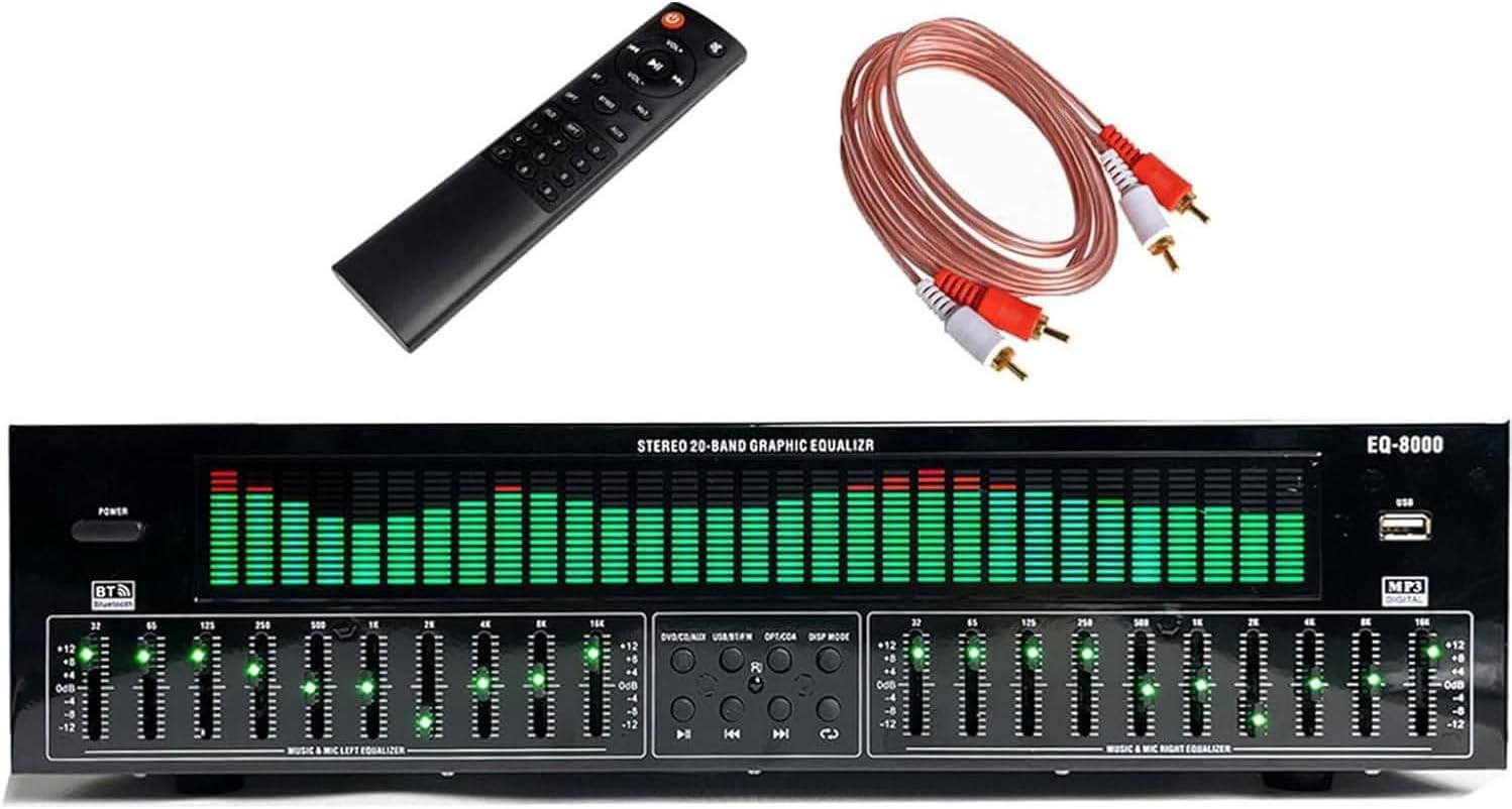 Ecualizador Gráfico Estéreo EQ8000 de 31 Bandas - Ajuste Dual Independiente - Reducción de Ruido - Para DJ Estudio Club y Sistemas HiFi-Soviaialoft