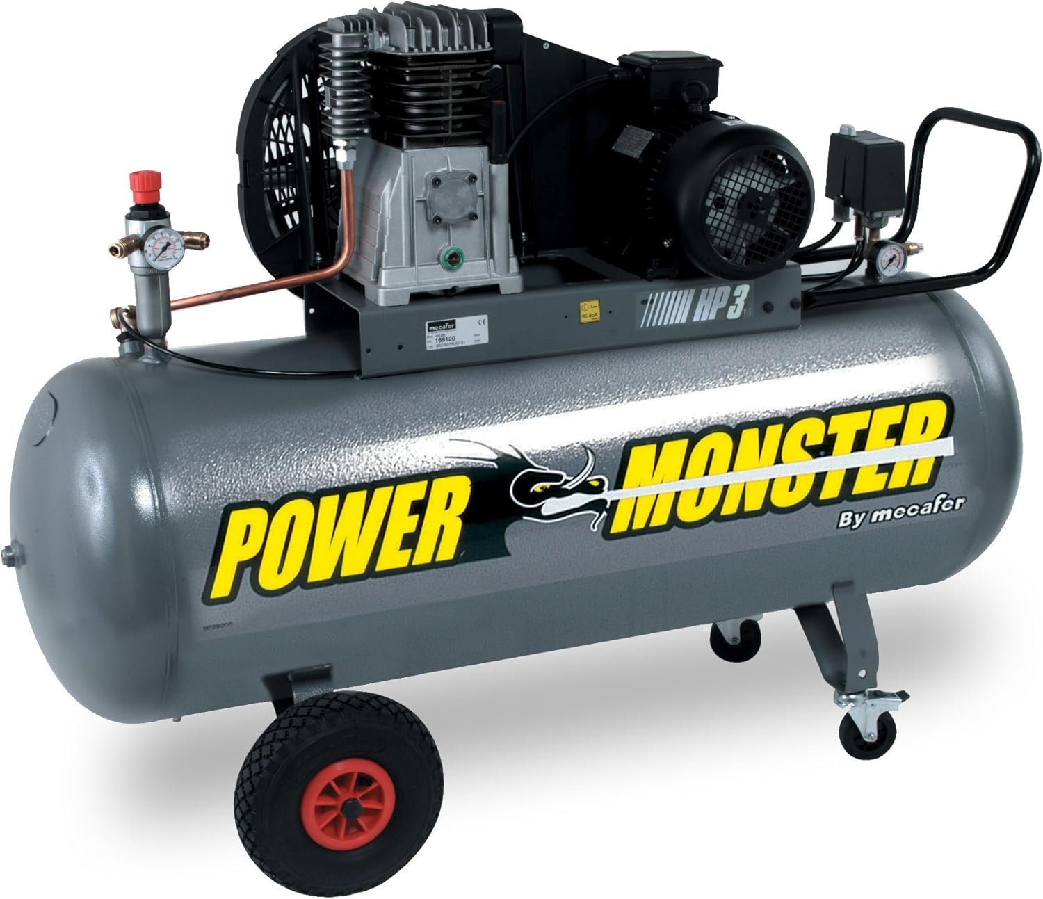 Compresor Power Monster 425280 200 L - 3 hp mono - 230 V para inflar limpiar y pulverizar-Soviaialoft