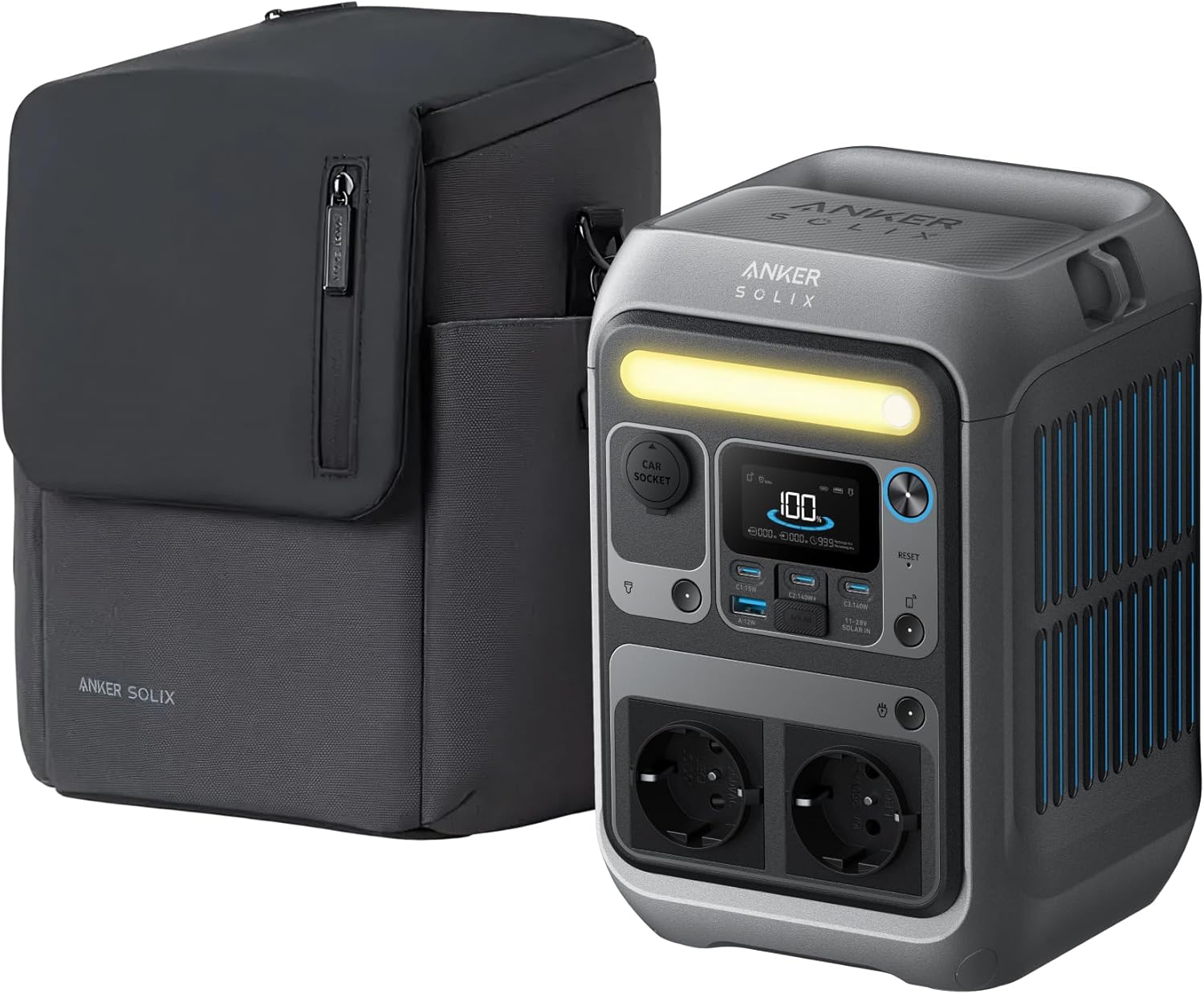 Estación eléctrica portátil Anker SOLIX C300 - LiFePO4 288 Wh - 300 W con funda protectora-Soviaialoft