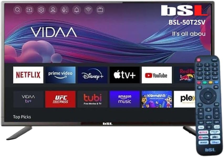 BSL-50T2SV VIDAA Smart TV 50 Pulgadas UHD 4K WiFi DVB-T2 S2 C HDMI USB Netflix Disney Prime YouTube-Soviaialoft