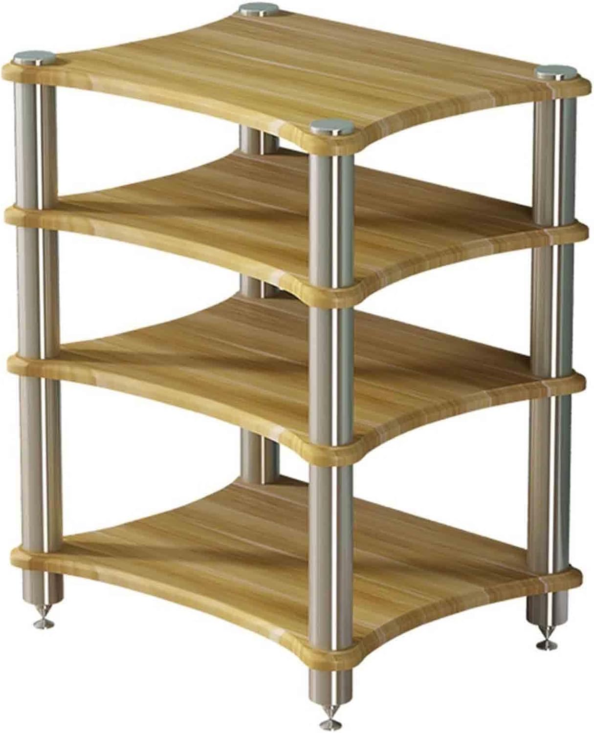 Soporte de Audio HiFi Multicapa para Amplificador - Mueble para Equipos de Audio Doméstico - Patas Antivibración - Alta Capacidad de Carga - Acabado Color Madera de 4 Niveles-Soviaialoft