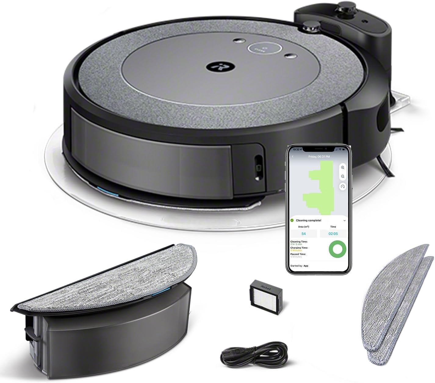 Robot Aspirador y Fregasuelos iRobot Roomba Combo i5 - Limpieza 2 en 1 - Mapeo Inteligente - Cepillos de Goma - Control por Voz y App - Gris Azulado-Soviaialoft