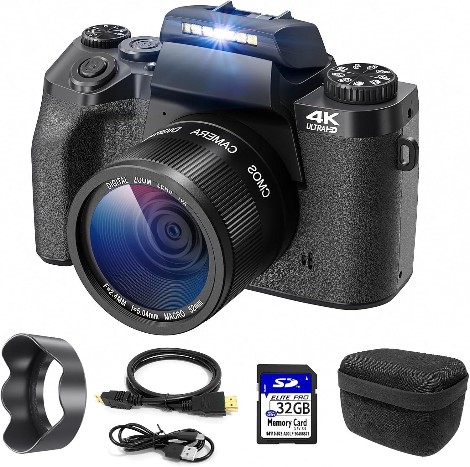 Cámara Digital 4K CCN 64 MP - Pantalla Táctil 3.0 Pulgadas - Zoom Digital 16X - WiFi Integrado - Incluye Tarjeta 32 GB y Accesorios - Cámara Compacta para Viajes y Vlogging-Soviaialoft