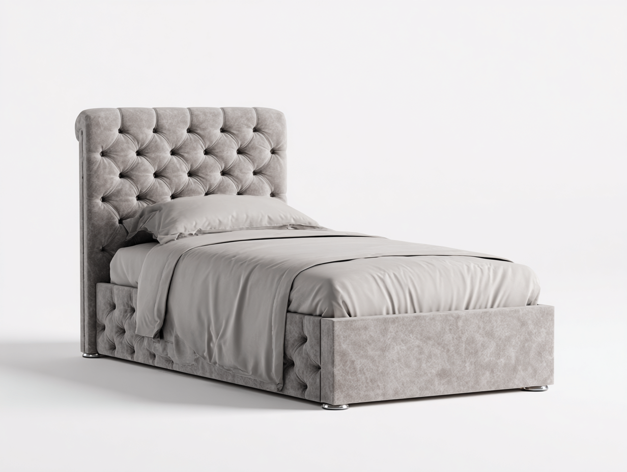 Camas individuales tapizada tela 200x90x110 cm - gris - diseño acolchado moderno-Soviaialoft