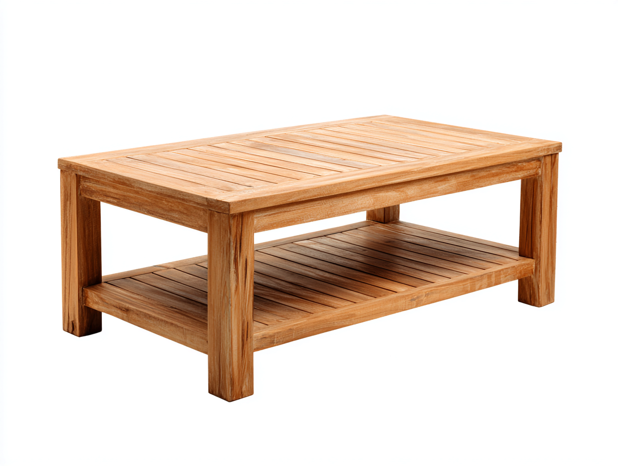 Mesas de jardín madera maciza 110x60x45 cm marrón natural con estante inferior funcional-Soviaialoft