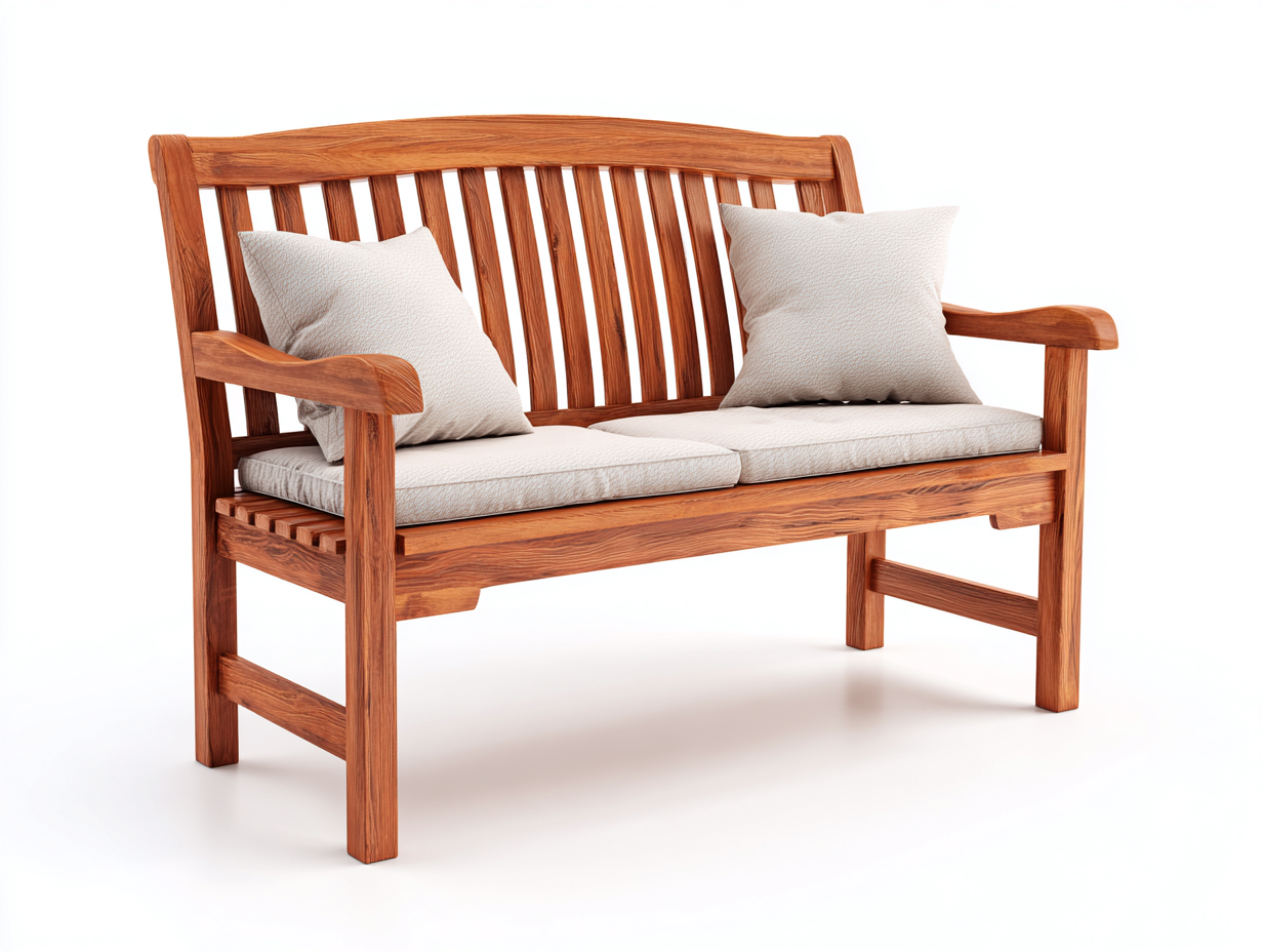 Bancos de jardín madera maciza 120x60x85 cm - marrón - diseño clásico con cojines-Soviaialoft