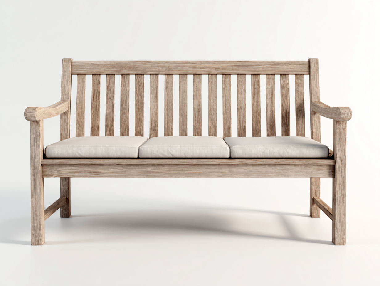 Bancos de jardín de madera 160x65x90 cm beige con cojines diseño moderno para exterior-Soviaialoft