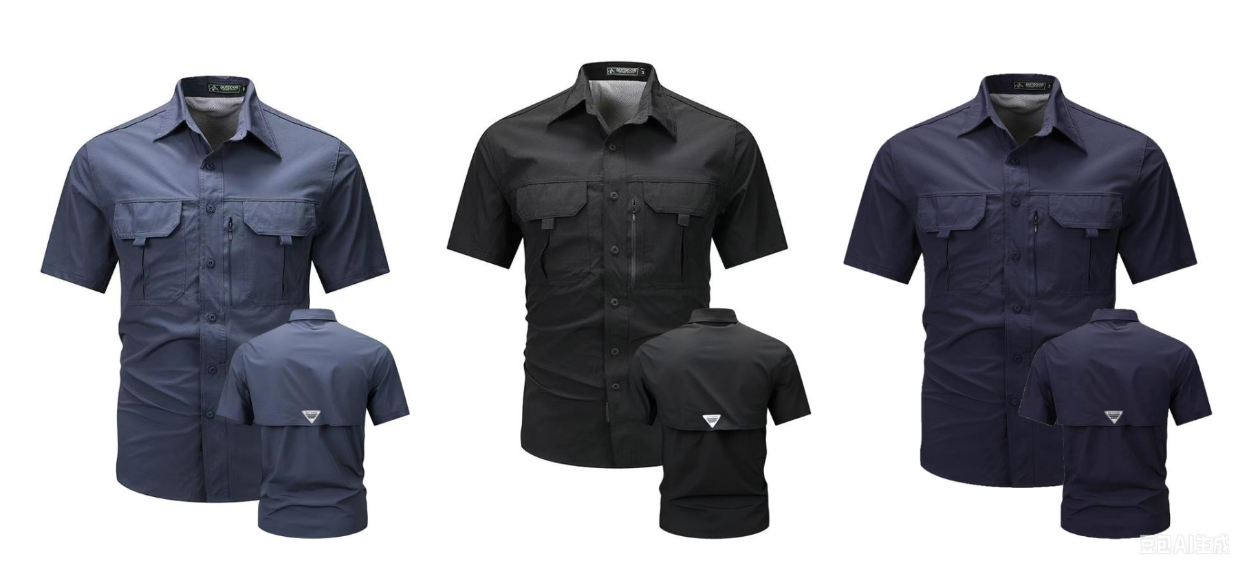 （Juego de 3 piezas）Camisa de trabajo para hombre de verano de manga corta y secado rápido, táctica para exteriores con múltiples bolsillos, transpirable con protección solar y diseño de malla en la espalda
