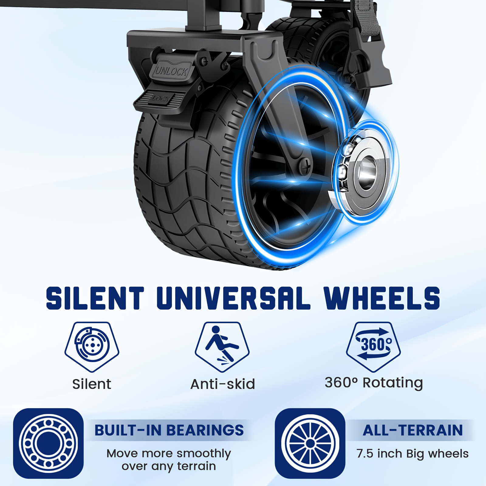 Carro plegable de alta resistencia LEVELEVE 2 en 1, carrito plegable con capacidad de 400 lb y 650 lb, ruedas todoterreno con frenos y bolsillos laterales