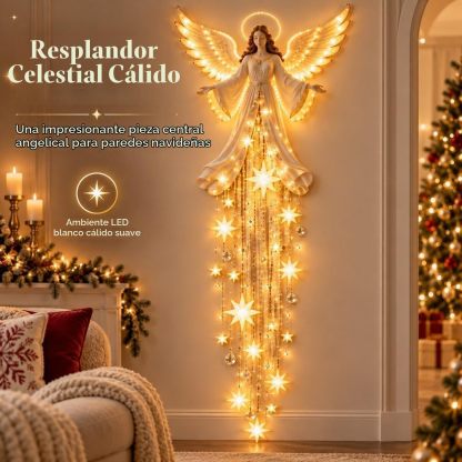 Genérico Aplique Angel Blessing, 2026 ángel navideño Starglow en Cascada con Estrellas Brillantes, decoración navideña con LED para el Dormitorio y el hogar, luz Nocturna cálida y Celestial (#B-2pc)