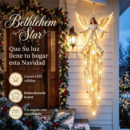 Genérico Aplique Angel Blessing, 2026 ángel navideño Starglow en Cascada con Estrellas Brillantes, decoración navideña con LED para el Dormitorio y el hogar, luz Nocturna cálida y Celestial (#B-2pc)