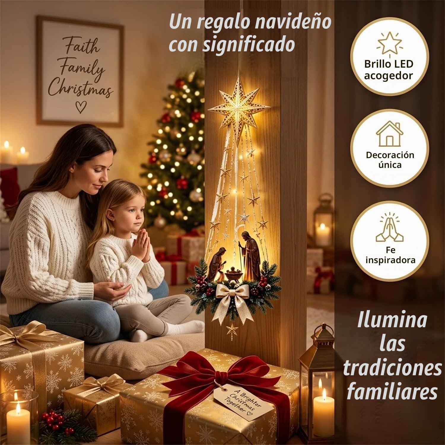 Genérico Aplique Angel Blessing, 2026 ángel navideño Starglow en Cascada con Estrellas Brillantes, decoración navideña con LED para el Dormitorio y el hogar, luz Nocturna cálida y Celestial (#B-2pc)