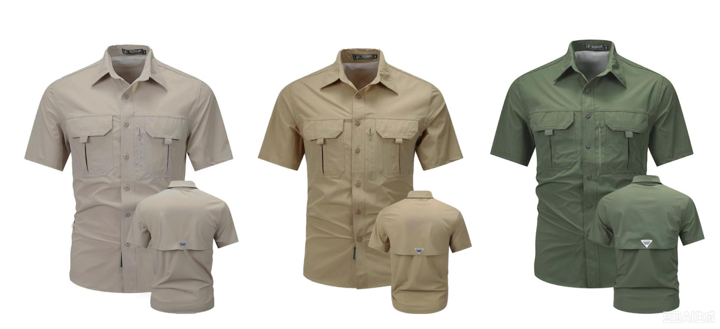 （Juego de 3 piezas）Camisa de trabajo para hombre de verano de manga corta y secado rápido, táctica para exteriores con múltiples bolsillos, transpirable con protección solar y diseño de malla en la espalda
