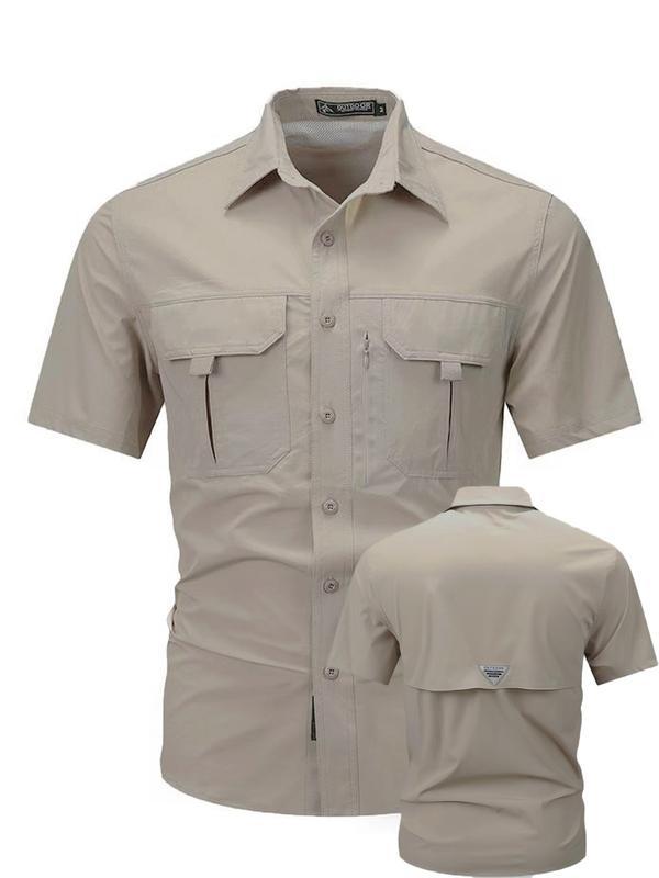 （Juego de 3 piezas）Camisa de trabajo para hombre de verano de manga corta y secado rápido, táctica para exteriores con múltiples bolsillos, transpirable con protección solar y diseño de malla en la espalda