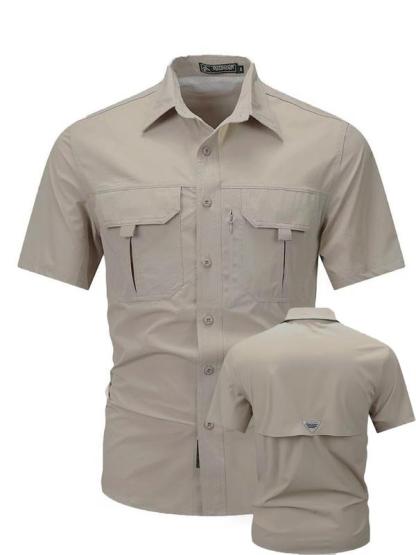 （Juego de 3 piezas）Camisa de trabajo para hombre de verano de manga corta y secado rápido, táctica para exteriores con múltiples bolsillos, transpirable con protección solar y diseño de malla en la espalda