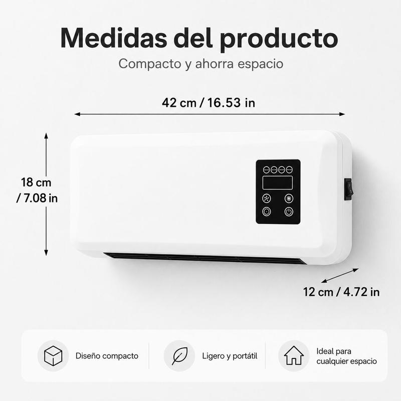 Calentador con control remoto, sin función de frío, calor y ventilación natural, sirve para secar ropa húmeda, apto para dormitorio, sala y departamento