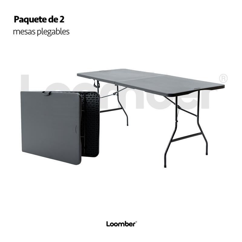 Set de 2 Mesas Plegables Negras 180 cm Portátiles