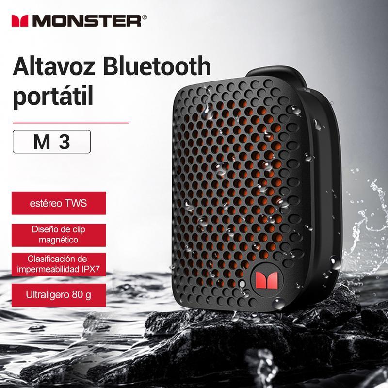 MONSTER altavoz Bluetooth portátil magnético, sonido estéreo HiFi con graves potentes, Bluetooth 6.0, emparejamiento estéreo TWS, resistente al agua IPX7, mini altavoz inalámbrico con batería de larga duración para viajes, camping, exteriores y fiestas – 