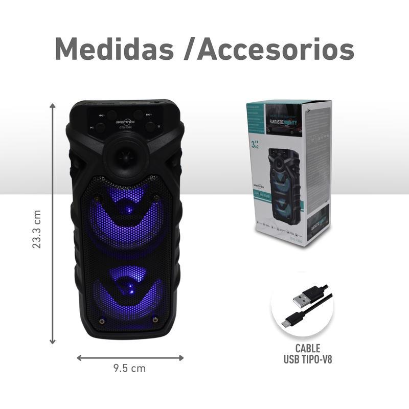 Bocina Bluetooth 3″ TWS: Vincula dos Bocinas Fácilmente con Luz LED GTS-1560