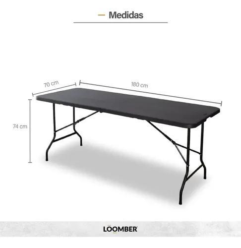 Set de 2 Mesas Plegables Negras 180 cm Portátiles